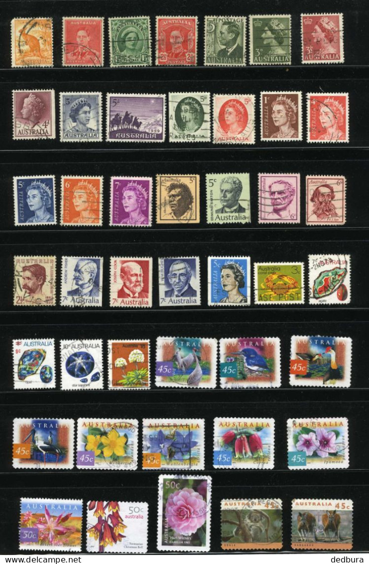 Australia Mini Collection (>70) Of Stamps From Different Years, Mostly Definitive.(only Stamps Without Sheets) - Colecciones