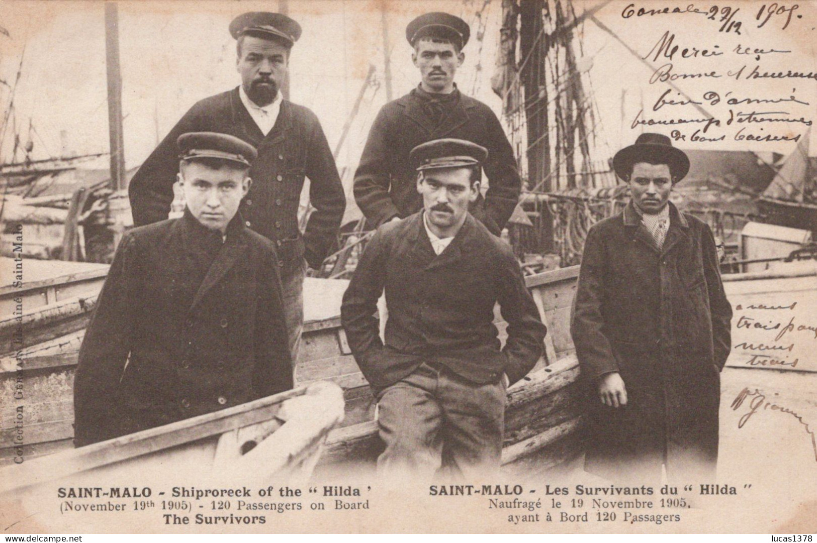 35 - SAINT MALO - Les Survivants Du " HILDA" NAUFRAGES LE 19 NOVEMBRE1905 / 120 PASSAGERS / PRECURSEUR - Disasters