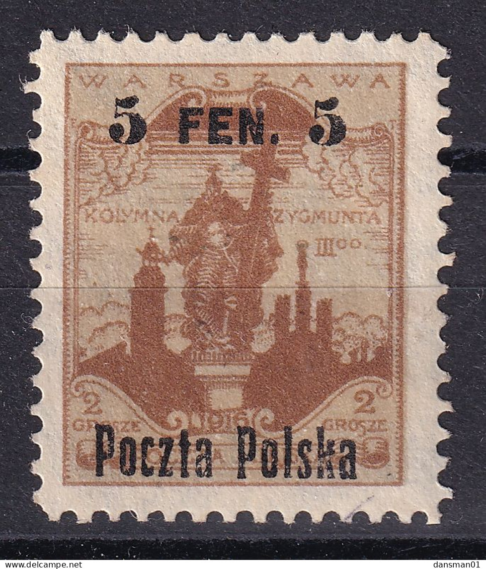 POLAND 1918 Provisional Ovpt Fi 2 Mint Hinged Error B3 Dot In K - Neufs