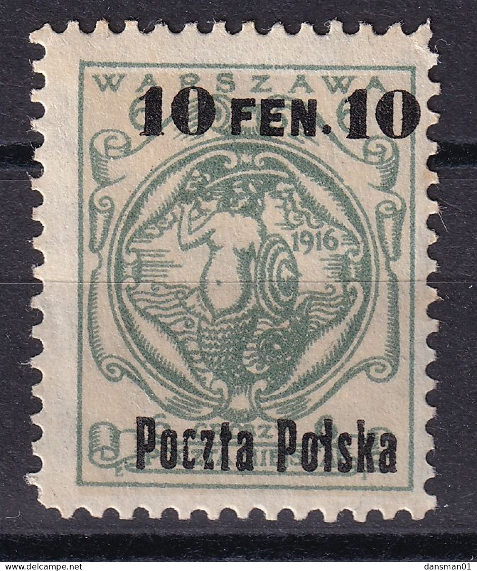 POLAND 1918 Provisional Ovpt Fi 3 Mint Hinged Error B6 Dot Between O & L - Ungebraucht