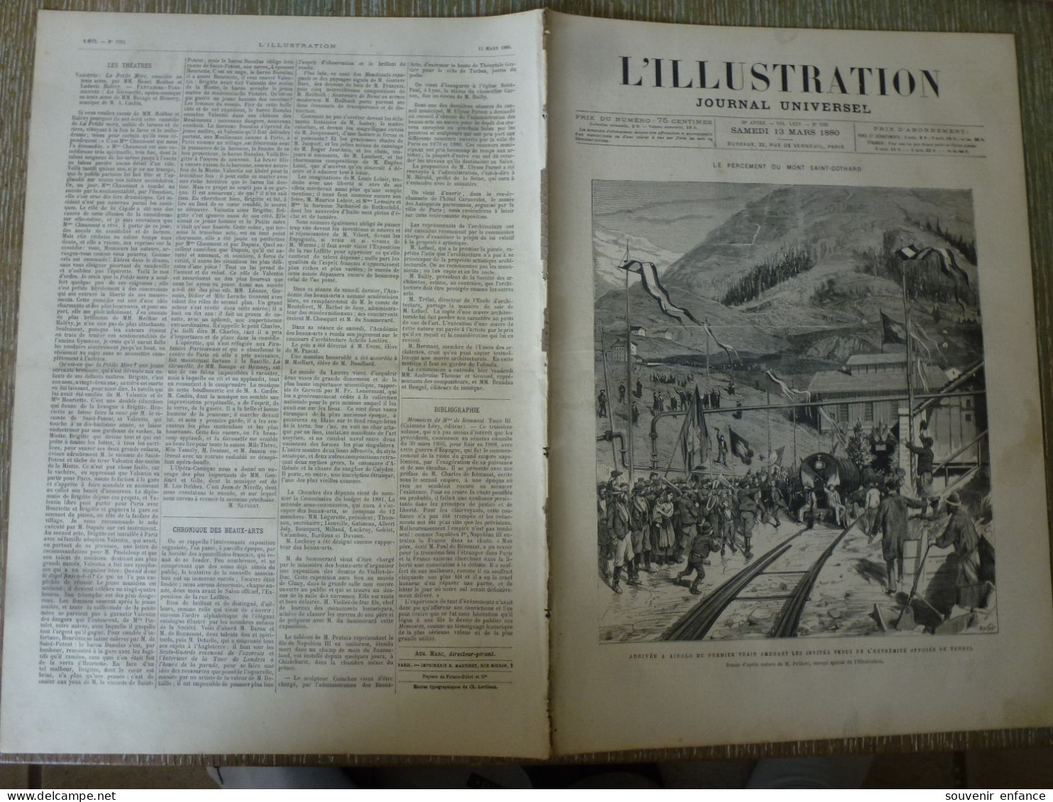 L'Illustration Mars 1880 Airolo Tunnel Saint Gothard Saint Laurent Montréal Nice - 1850 - 1899