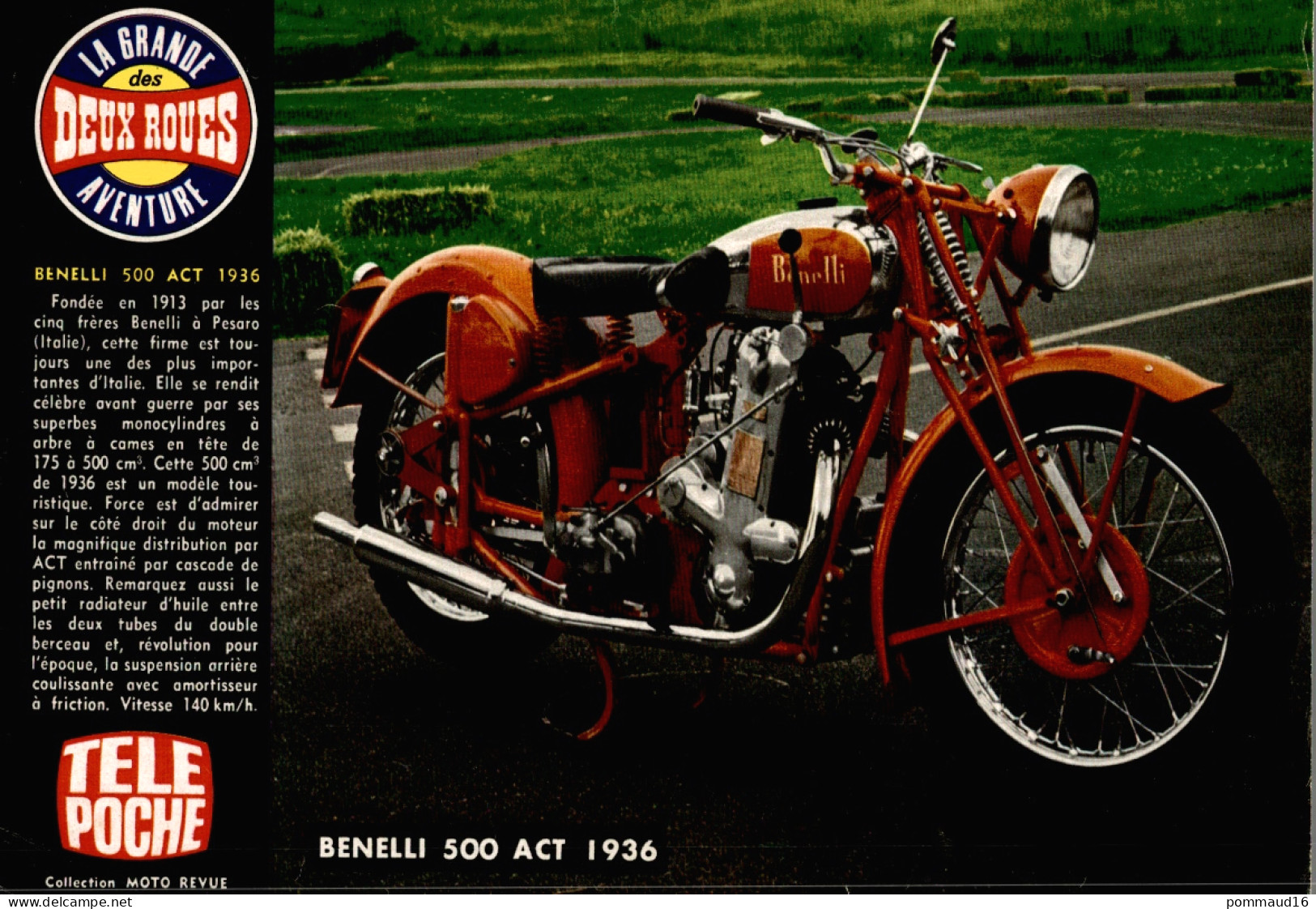 Fiche Technique D'une Benelli 500 ACT 1936, Découpée Dans Télé Poche - Moto