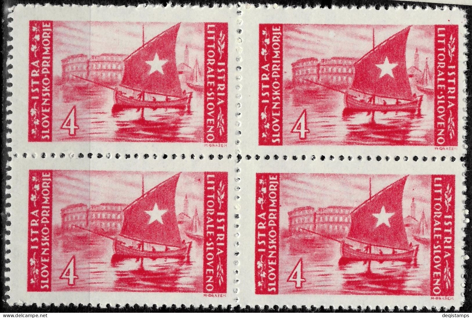 Italy / Slovene Coast / Istria 1945  Mint Never Hinged Block - Yugoslavian Occ.: Istria