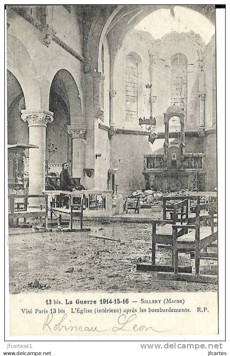 51 - SILLERY - L'Eglise (intérieur) Après Les Bombardements - Sillery