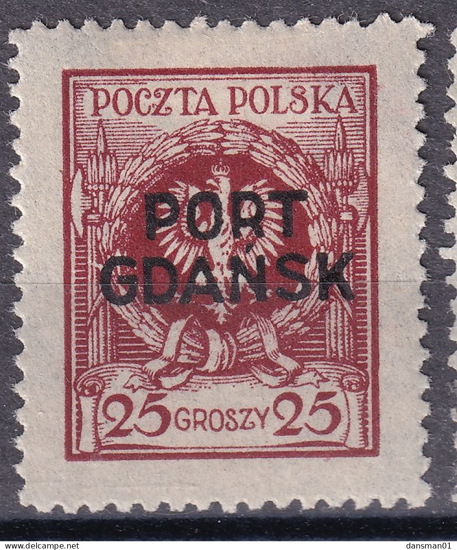 POLAND 1925 Port Gdansk Fi 8 Mint Hinged - Besatzungszeit