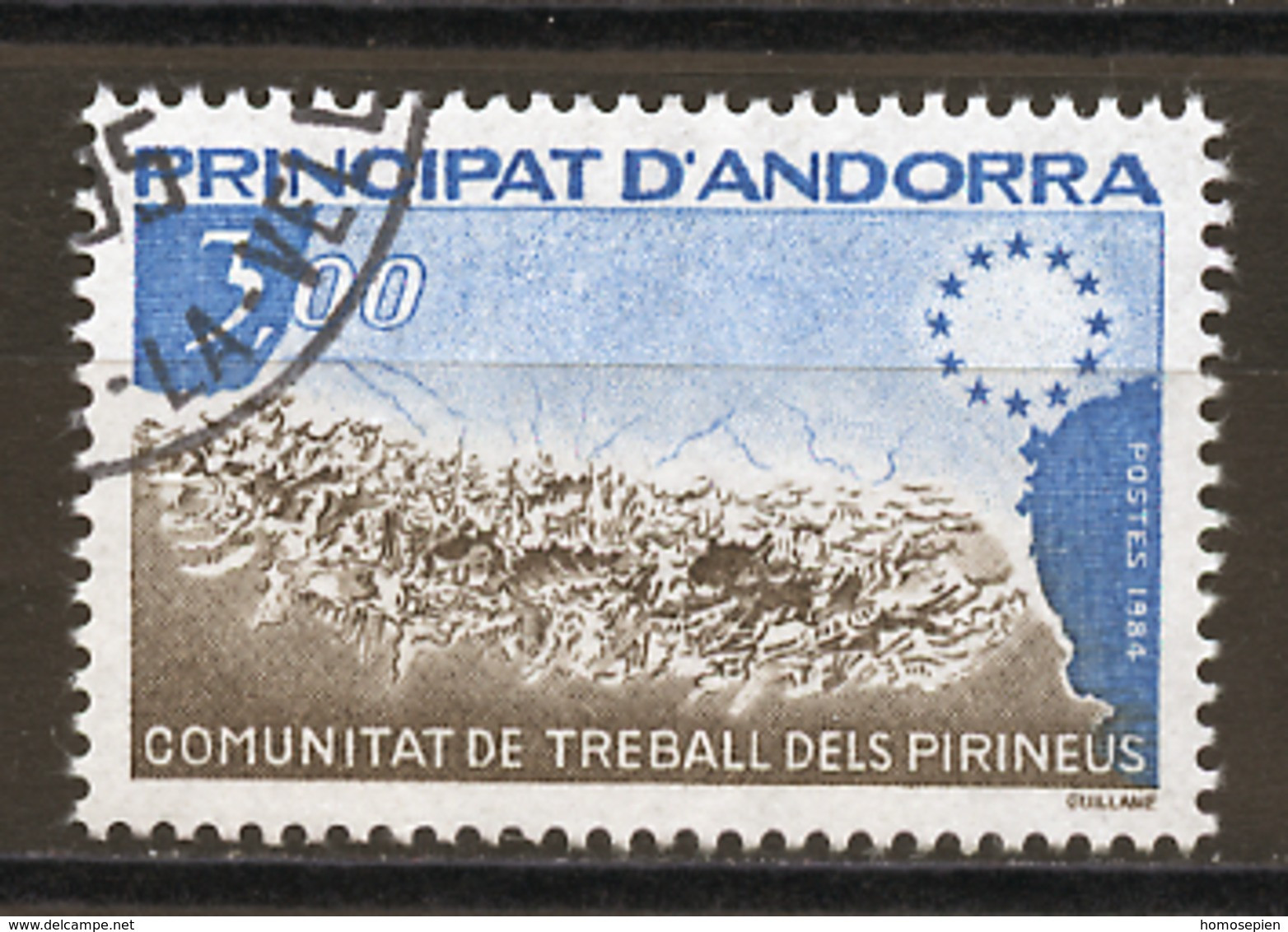 Andorre Français - Andorra 1984 Y&T N°328 - Michel N°349 (o) - 3f Communauté De Travail - Gebraucht