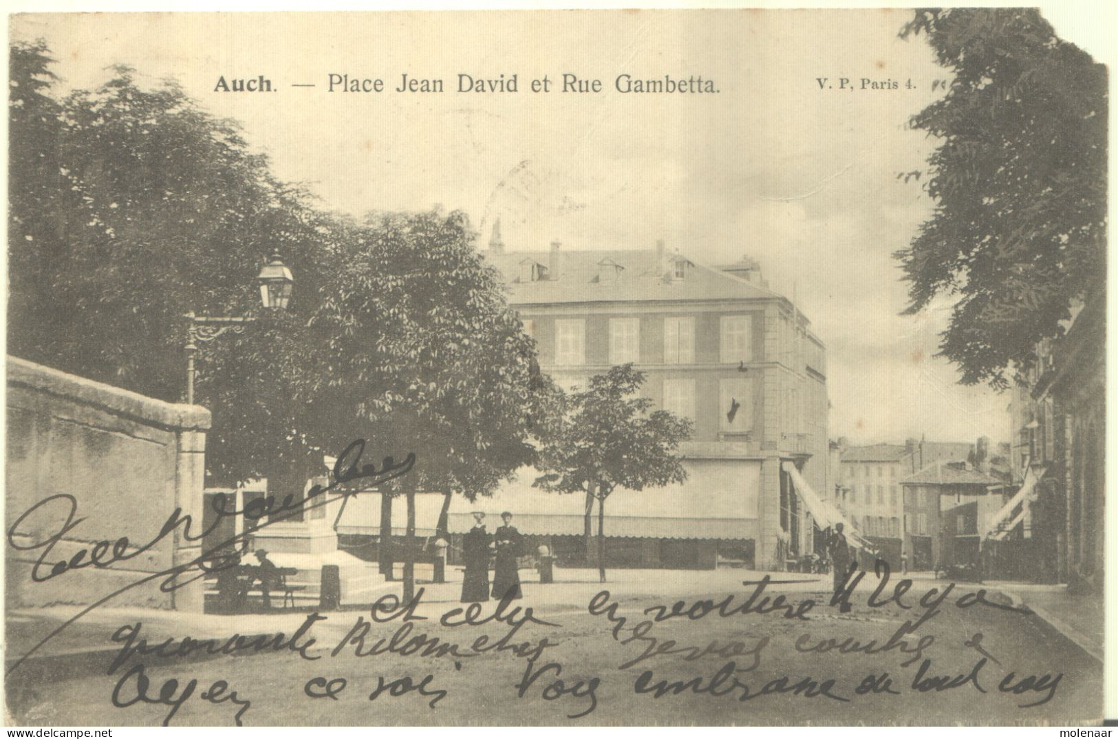 Frankrijk > [32] Gers > Auch  Postkaart Place Jean David Et Rue Gambetta Gebruikt 1903 (12262) - Auch
