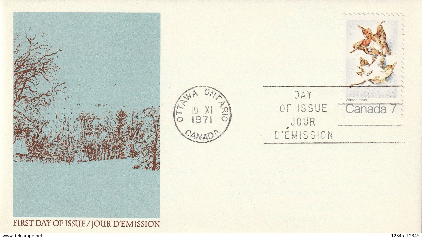 Canada 1971, FDC Unused, Maple Leaves In The Snow - 1971-1980