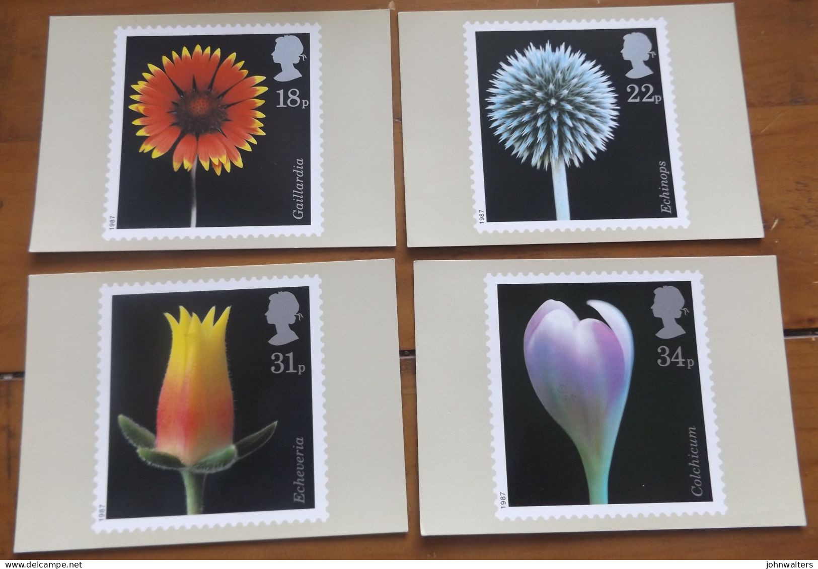 Flowers 1987 Great Britain FDC's Set Of 4 PHQ  Maximum Stamp Cards All With Different Special Postmarks - Maximumkaarten