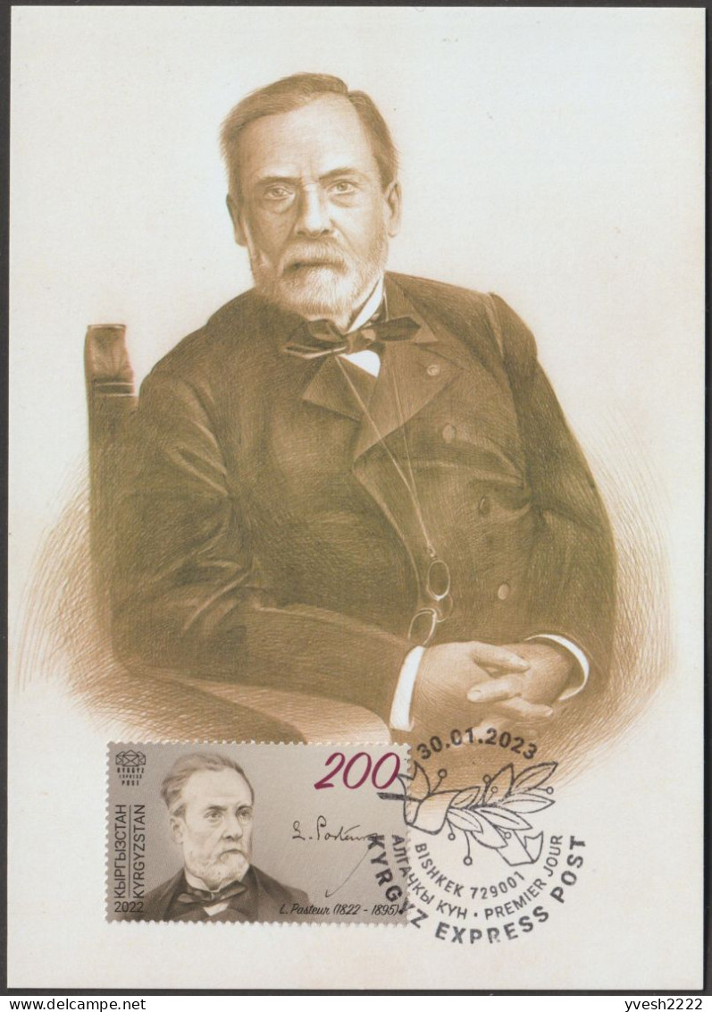 Kirghizstan 2023. Louis Pasteur Sur Carte Maximum - Louis Pasteur