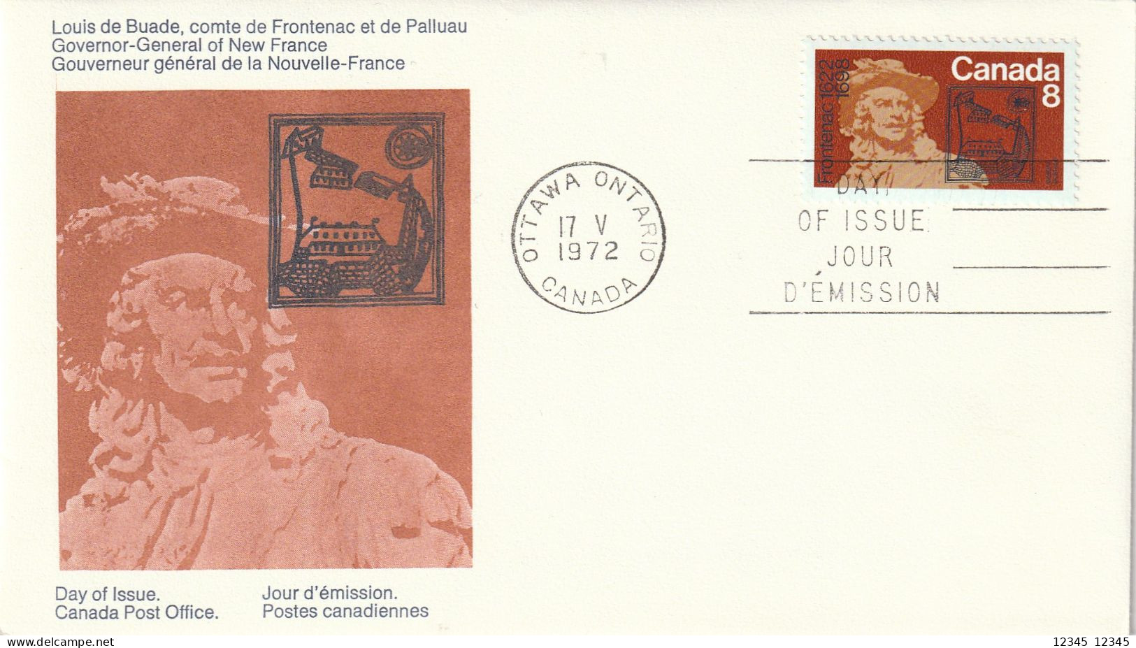 Canada 1972, FDC Unused, 300th Anniversary Of Frontenac's Appointment As Governor Of New France.(normal Paper) - 1971-1980