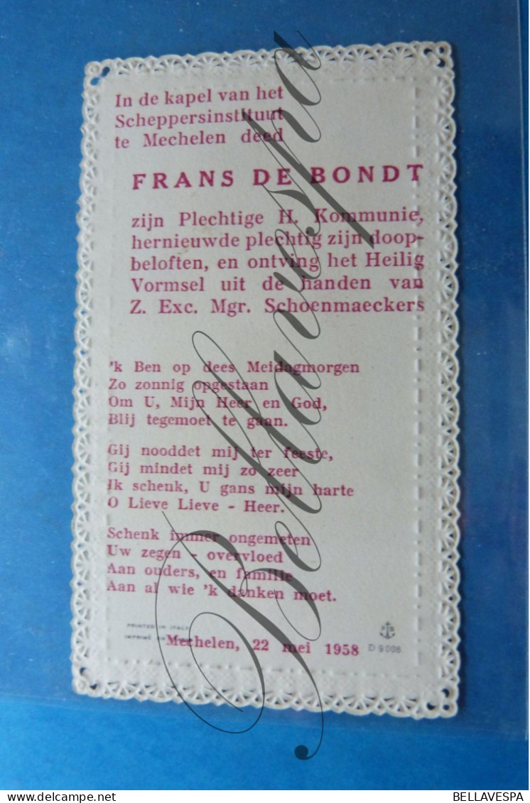 Frans DE BONDT Scheppersinstituut Mechelen 1958 - Communion