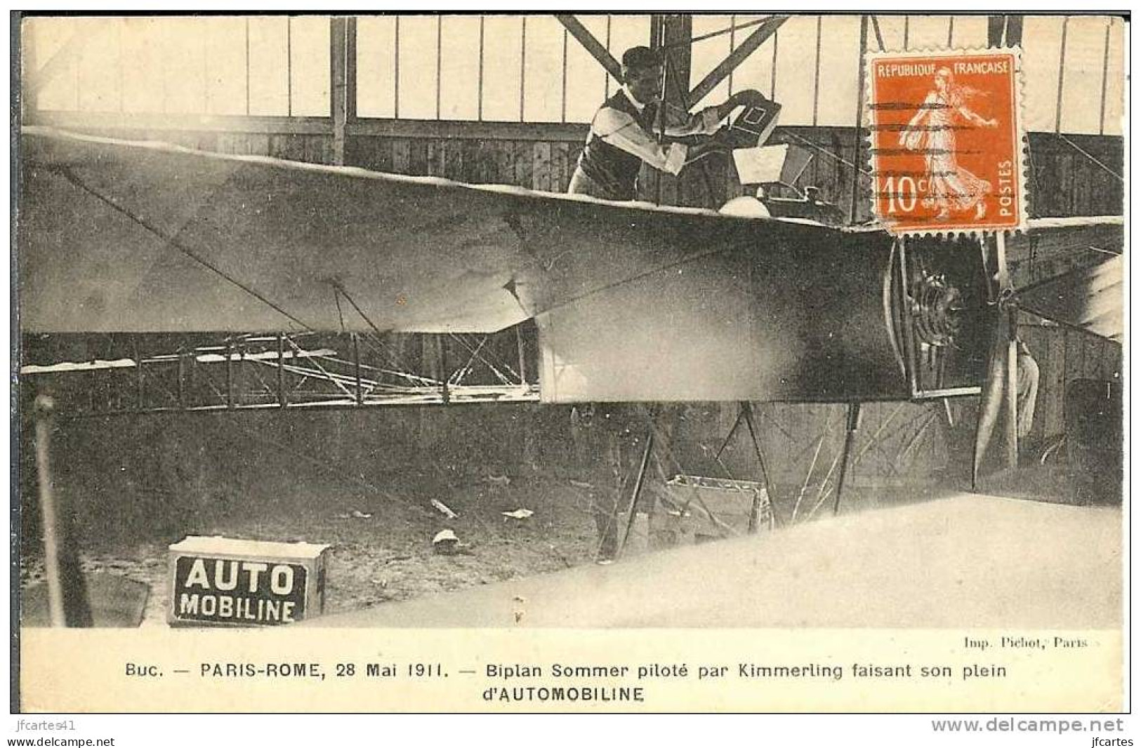 78 - BUC - Paris-Rome, 28 Mai 1911 - Biplan Sommer Piloté Par Kimmerling Faisant Son Plein D'Automobiline - Buc