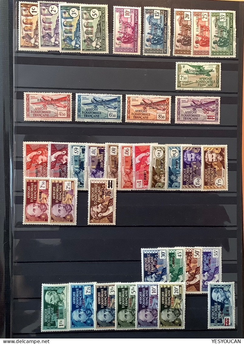 AEF FRANCE LIBRE 1940-1941 39 Timbres Différent SUP. Neuf* (Afrique Équatoriale Française MH WW2 War Guerre 1939-1945 - Nuevos