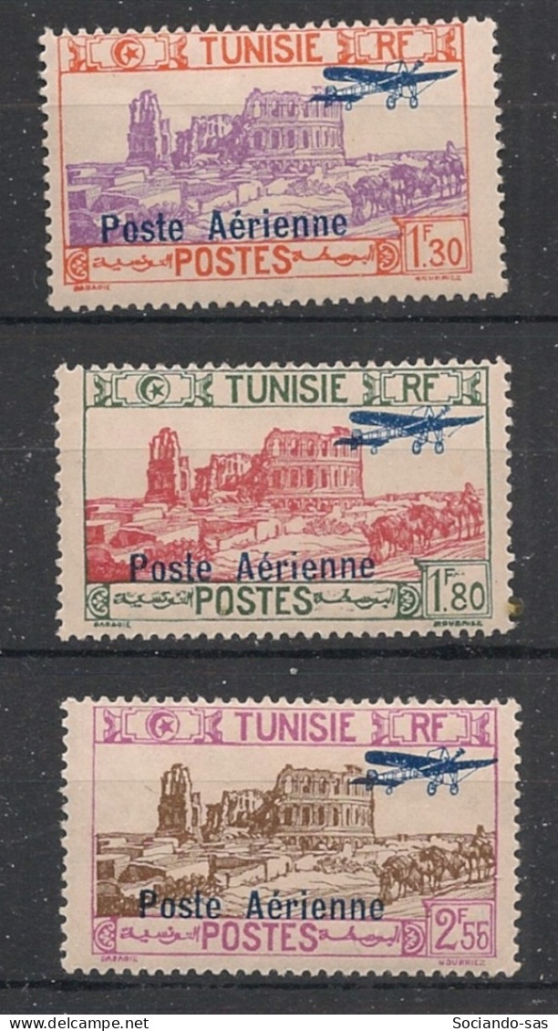 TUNISIE - 1928 - Poste Aérienne PA N°YT. 7 à 9 - Série Complète - Neuf* / MH VF - Luftpost