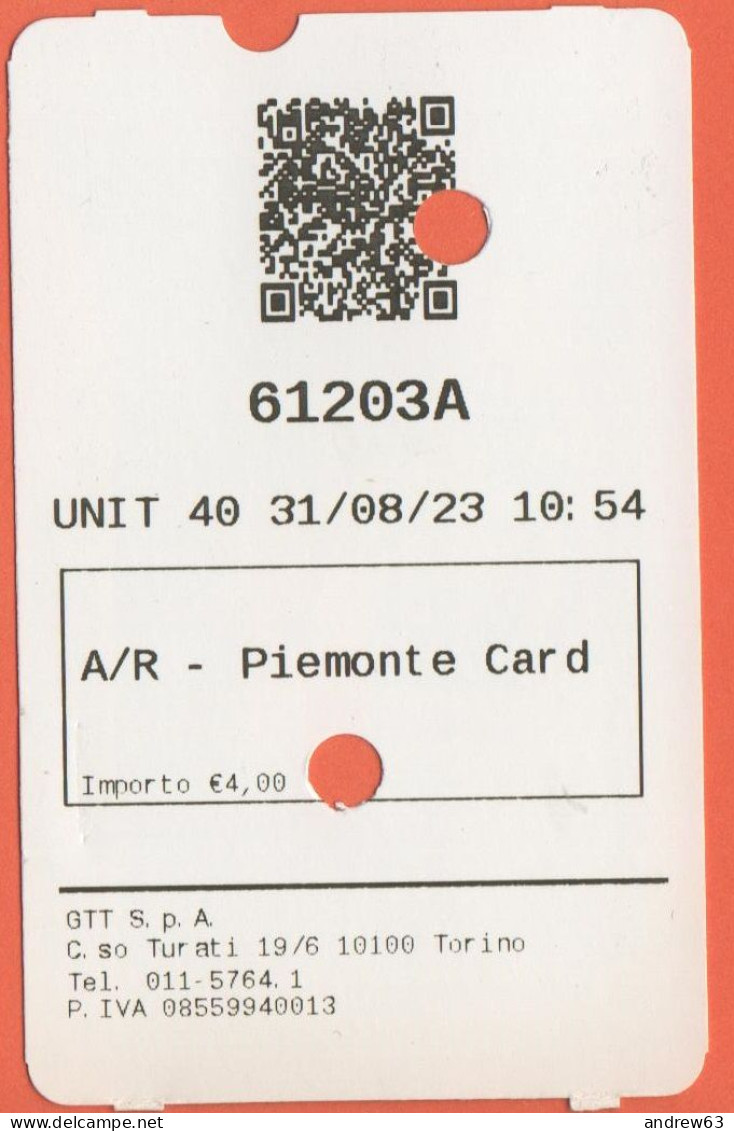 ITALIA - TORINO - Tranvia/Tramvia A Dentiera Sassi-Superga - 2023 - Biglietto A/R Piemonte Card - Used - Europa