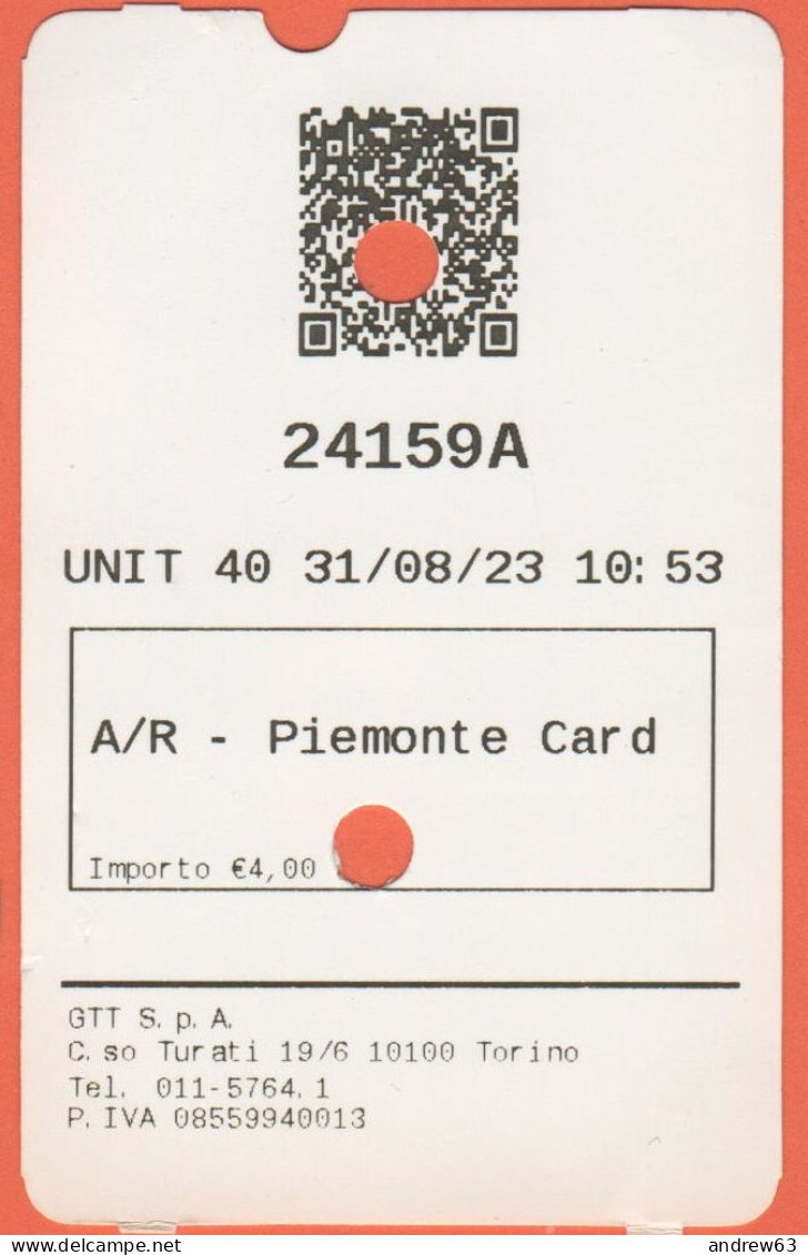 ITALIA - TORINO - Tranvia/Tramvia A Dentiera Sassi-Superga - 2023 - Biglietto A/R Piemonte Card - Used - Europa