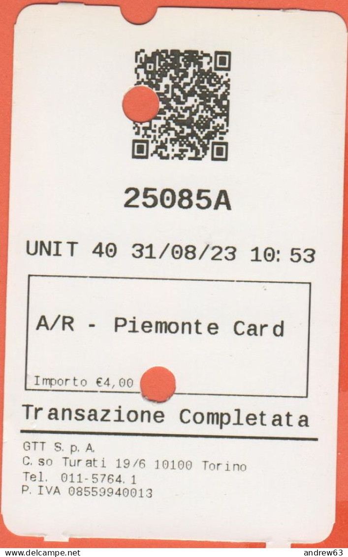 ITALIA - TORINO - Tranvia/Tramvia A Dentiera Sassi-Superga - 2023 - Biglietto A/R Piemonte Card - Used - Europa