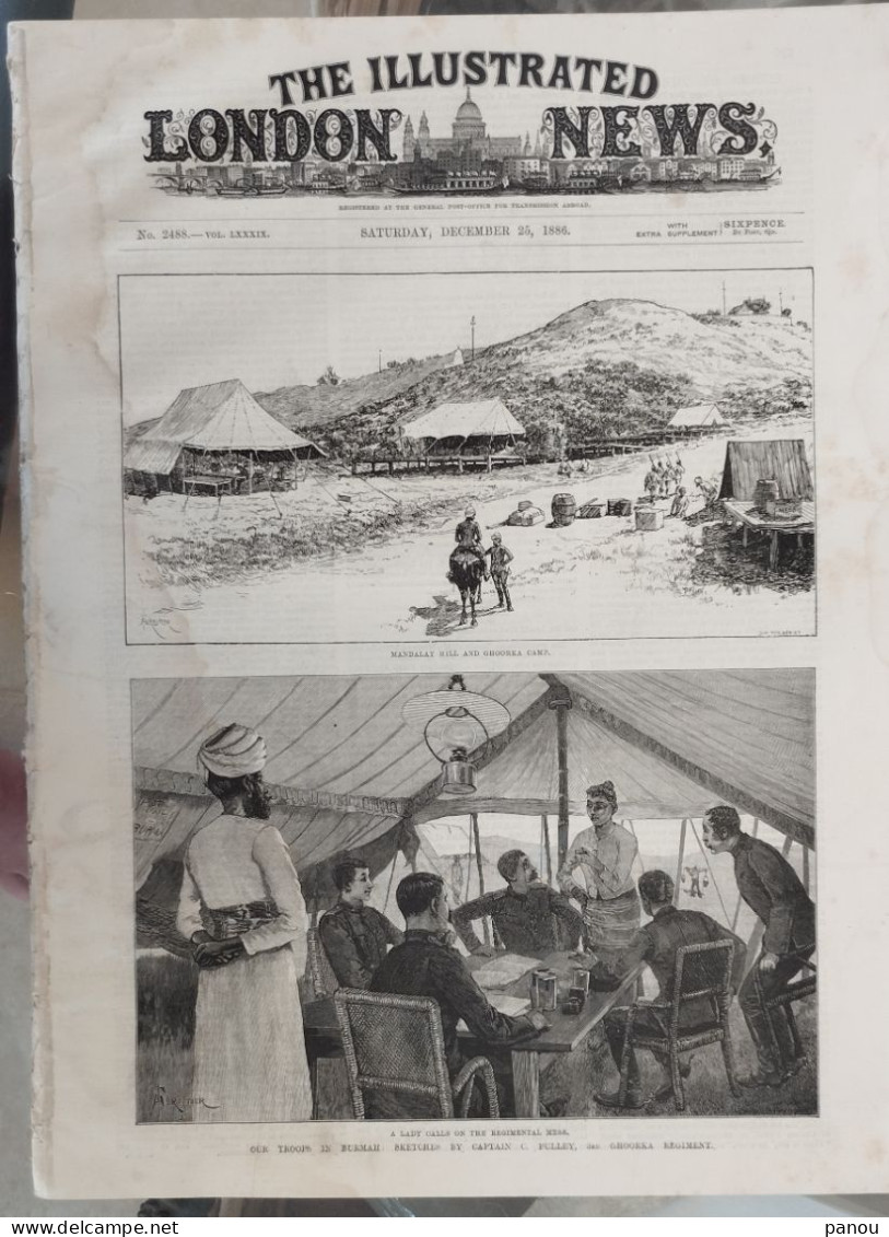 THE ILLUSTRATED LONDON NEWS 2488. DECEMBER 25, 1886 BURMAH MYANMAR BULGARIA CHRISTMAS PARTY (WARM - COLD) MANDALAY BURMA - Autres & Non Classés