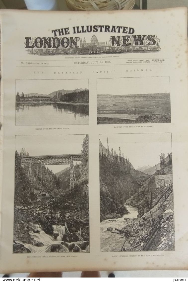 THE ILLUSTRATED LONDON NEWS 2466 JULY 24,1886 CANADIAN RAILWAY CANADA INDIA  AFGHAN NEPAUL BENGAL ASSAM CASHMERE SIKKIM - Other & Unclassified