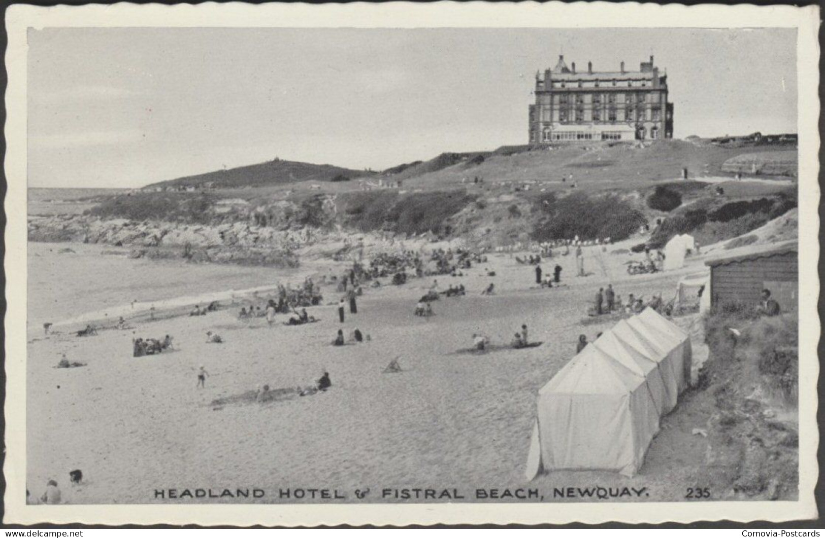 Headland Hotel & Fistral Beach, Newquay, Cornwall, 1959 - Postcard - Newquay