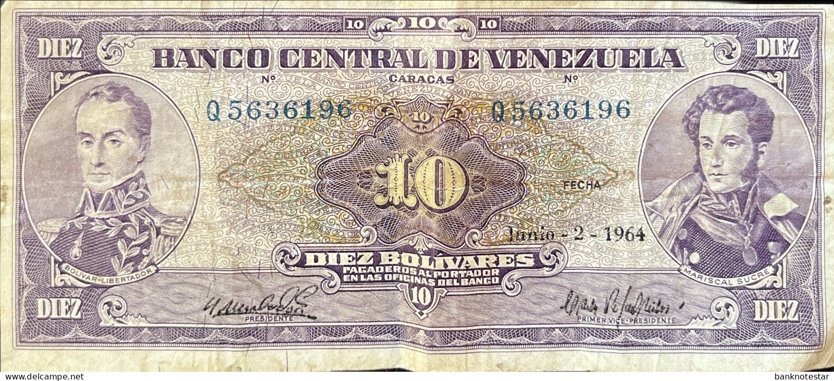 Venezuela 10 Bolivares, P-45b (02.01.1964) - Fine - Venezuela