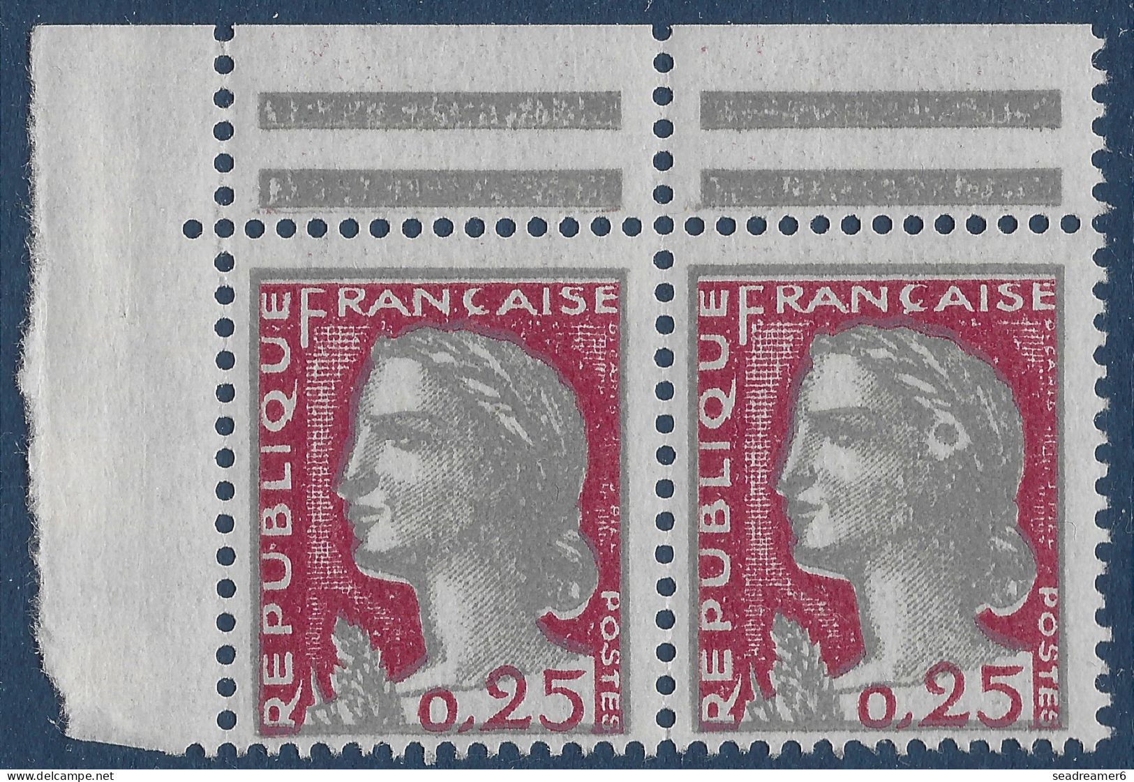 Marianne De Decaris N°1263** Paire CDFeuille Avec Variété à La Cocarde Tenant à Normal, Pas Si Courant Ainsi !! - 1960 Marianne Van Decaris