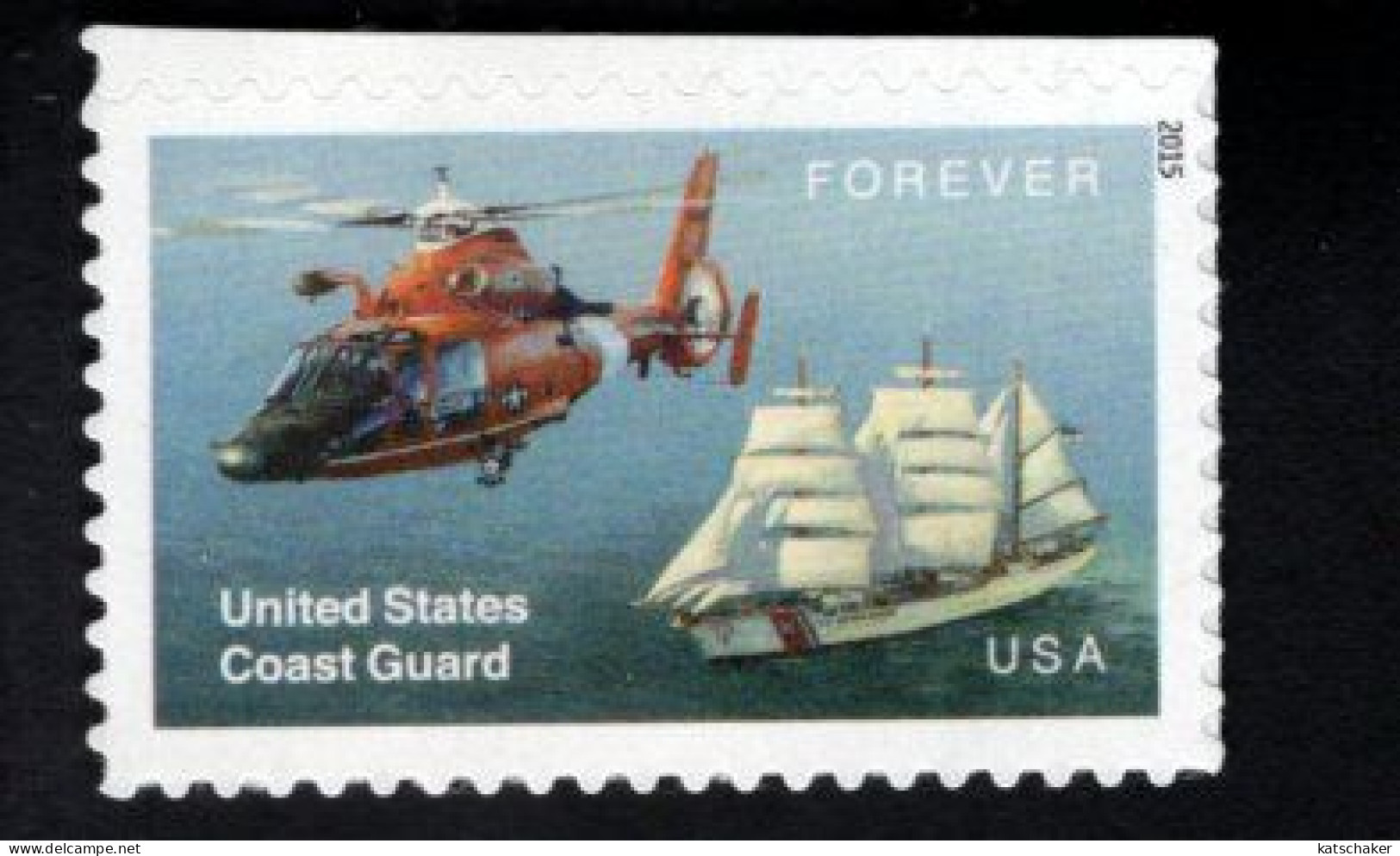 1739543995 2015 (XX) SCOTT 5008 POSTFRIS MINT NEVER HINGED- COAST GUARD DOLPHIN HELICOPTER AND CUTTER EAGLE - Unused Stamps