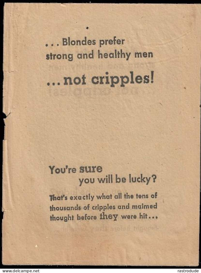 1944-45 GERMAN PROPAGANDA LEAFLET GENTLEMEN PREFER BLONDES BUT BLONDES PREFER STRONG AND HEALTHY MEN ... NOT CRIPPLES - Documents