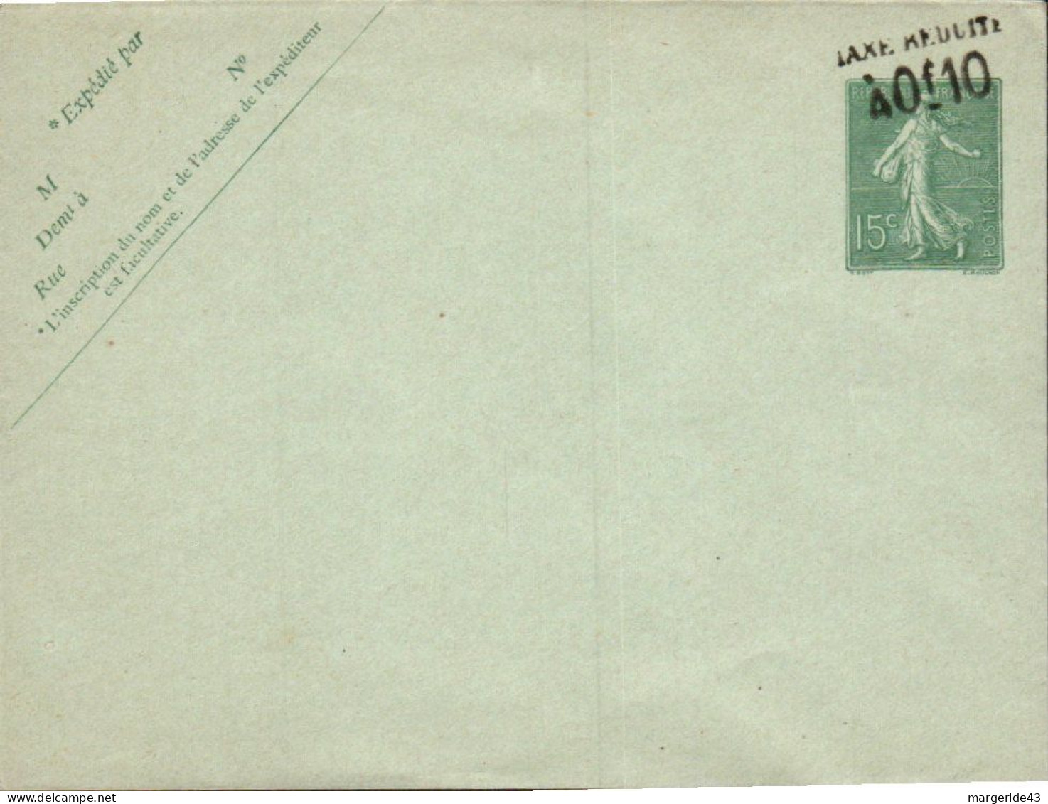 130-CL1 ENTIER LETTRE SEMEUSE  15 CENT NEUF N°507 - Cartes/Enveloppes Réponse T