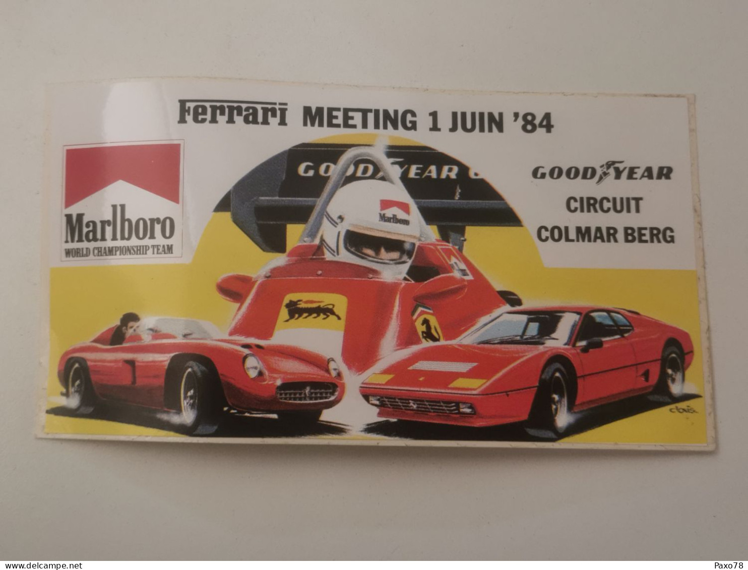 Autocollant Publicitaire, Ferrari Meeting, Circuit Colmar-berg Luxembourg 1984 - Stickers