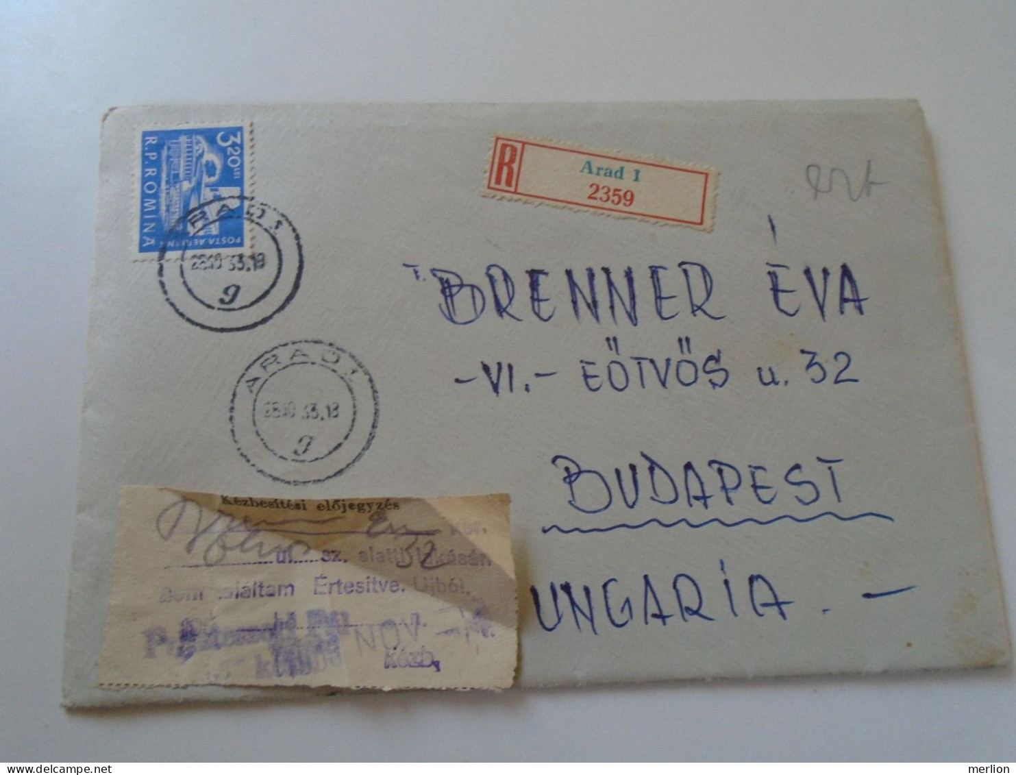 D197924  Romania  Registered  Cover  Arad 1963     Sent To Hungary  Brenner Éva - Brieven En Documenten