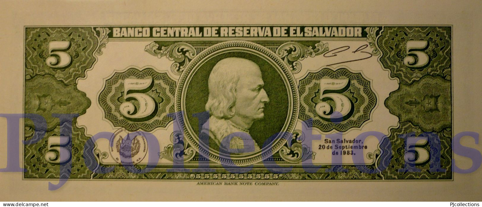 EL SALVADOR 5 COLONES 1983 PICK 134a UNC - Salvador