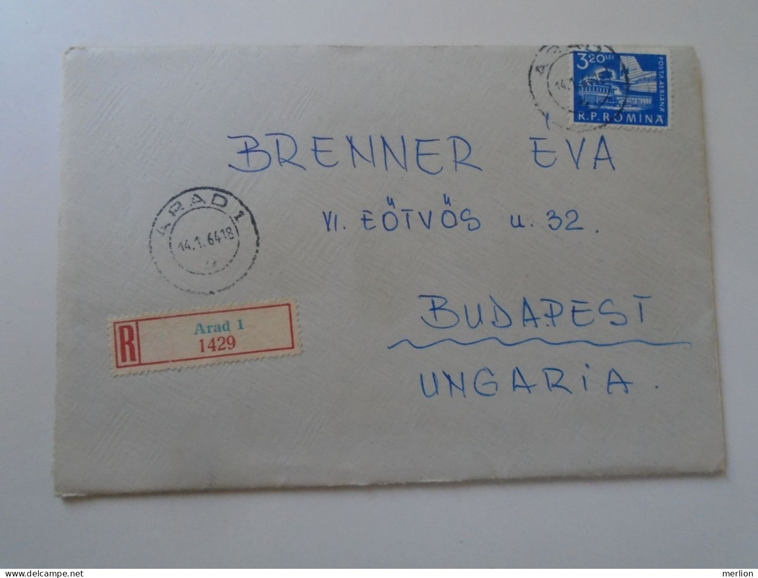 D197925  Romania  Registered  Cover  Arad 1964     Sent To Hungary  Brenner Éva - Storia Postale