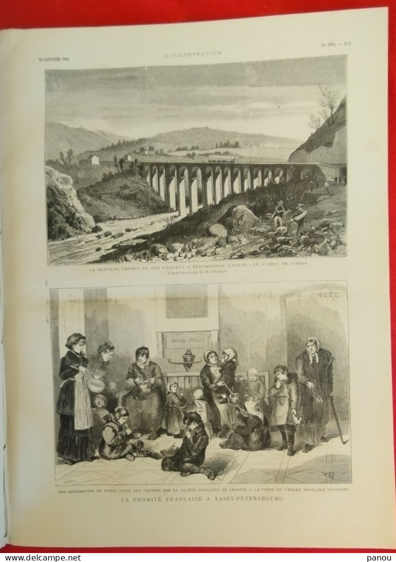 L'ILLUSTRATION 1978 - 22 JANVIER 1881. VIADUC VIESON. CHARITE SAINT PETERSBOURG. HAUT NIGER NIGERIE NIGERIA. AFFICHAGE - 1850 - 1899