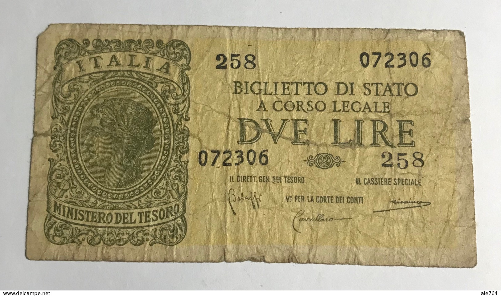 Italia 2 Lire, Biglieto Di Stato, 1939, P 30, Usato. - Italia – 2 Lire