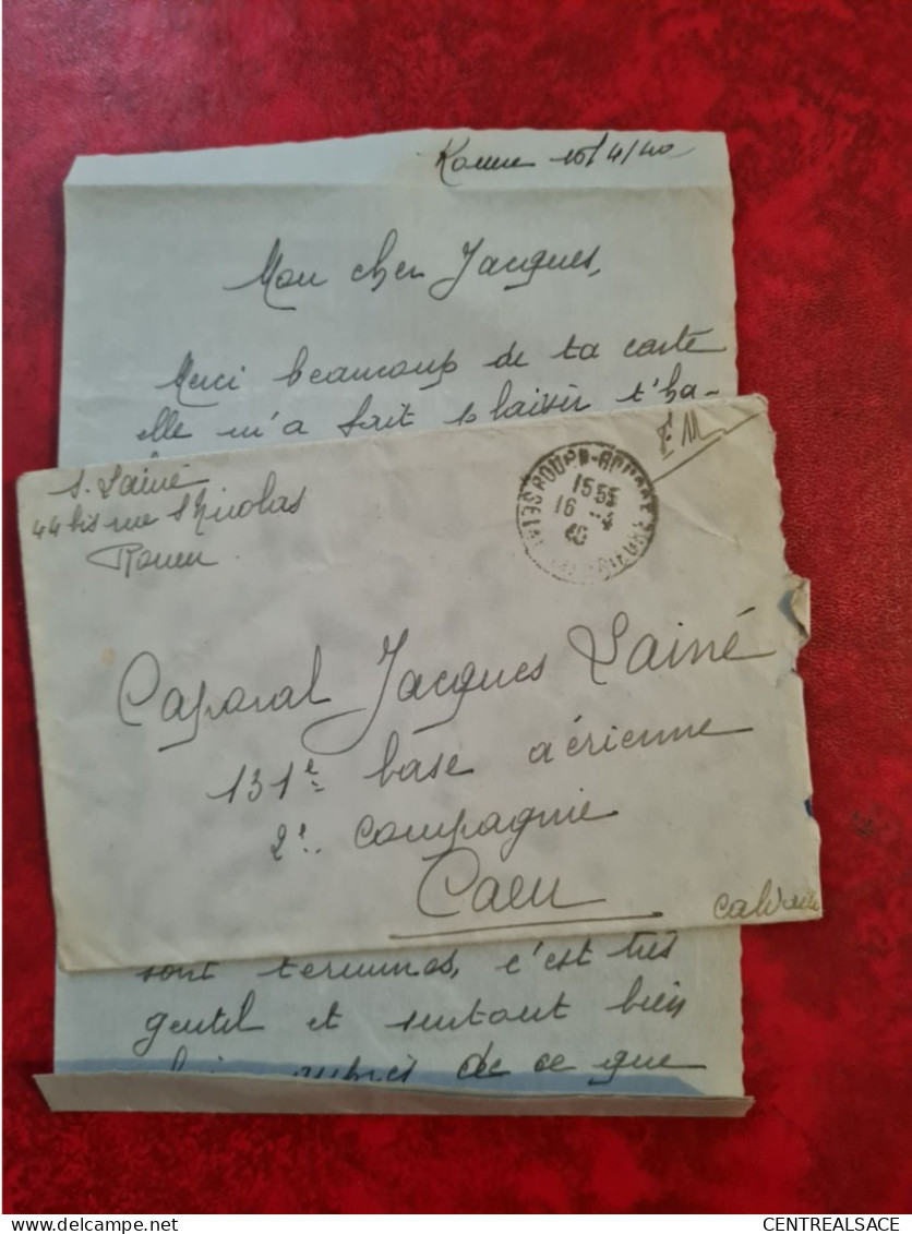 LETTRE FRANCHISE MILTAIRE ROUEN POUR CAEN  AVEC CORRESPONDENCE - Other & Unclassified