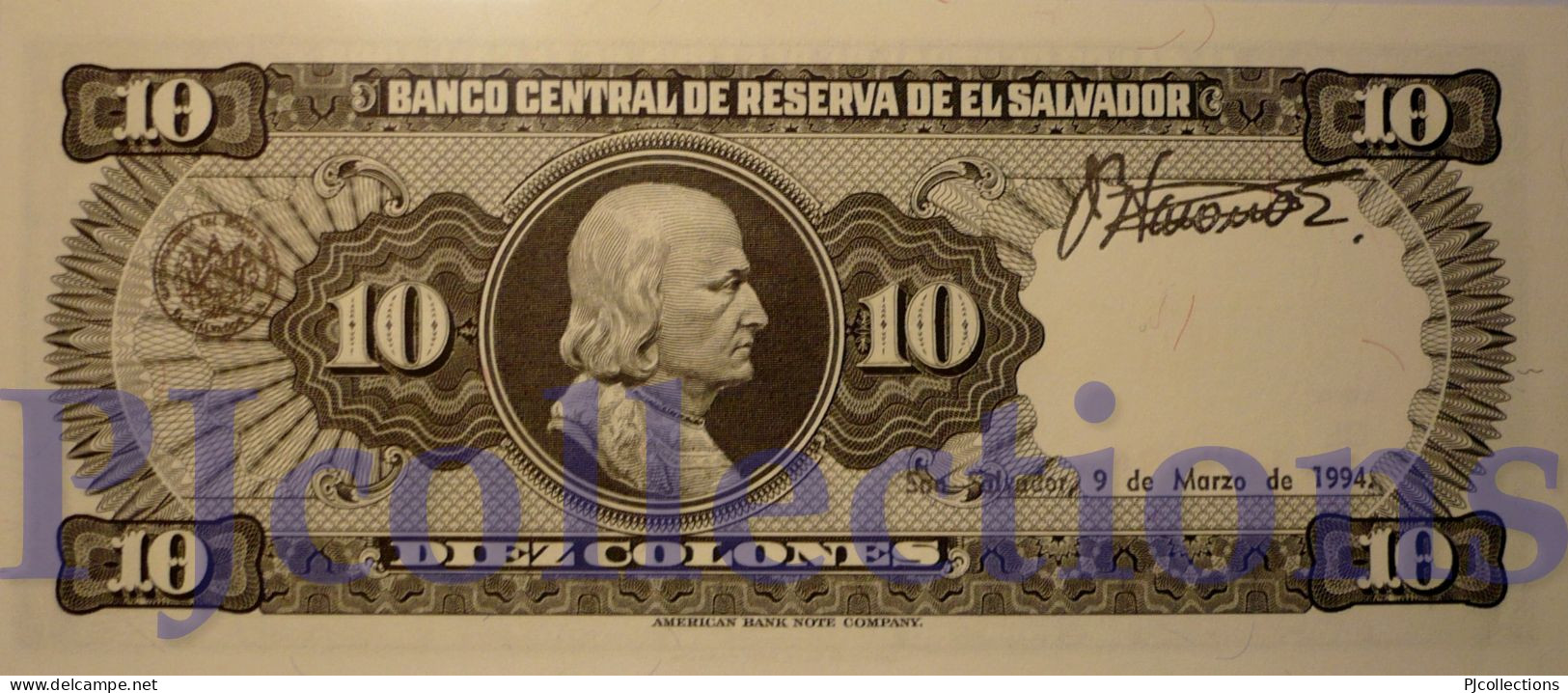 EL SALVADOR 10 COLONES 1988 PICK 135b UNC - Salvador