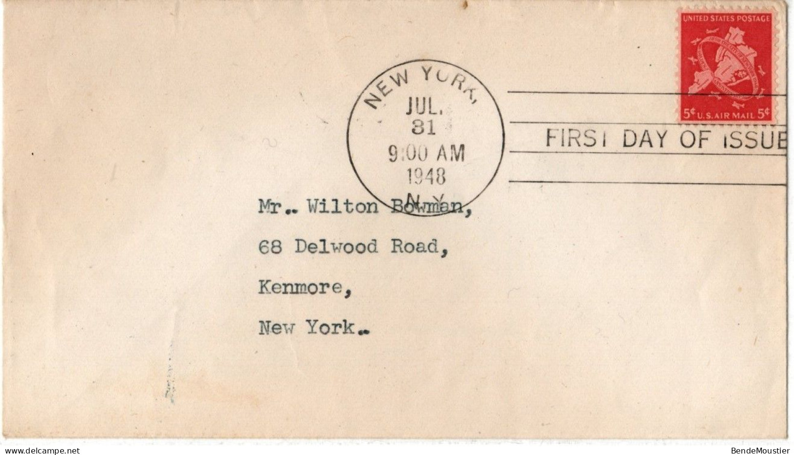 (R1b) USA SCOTT # C 38 - Commemorating Golden Anniversary 1898-1948 - Kenmore New-York - 1948. - 2c. 1941-1960 Covers