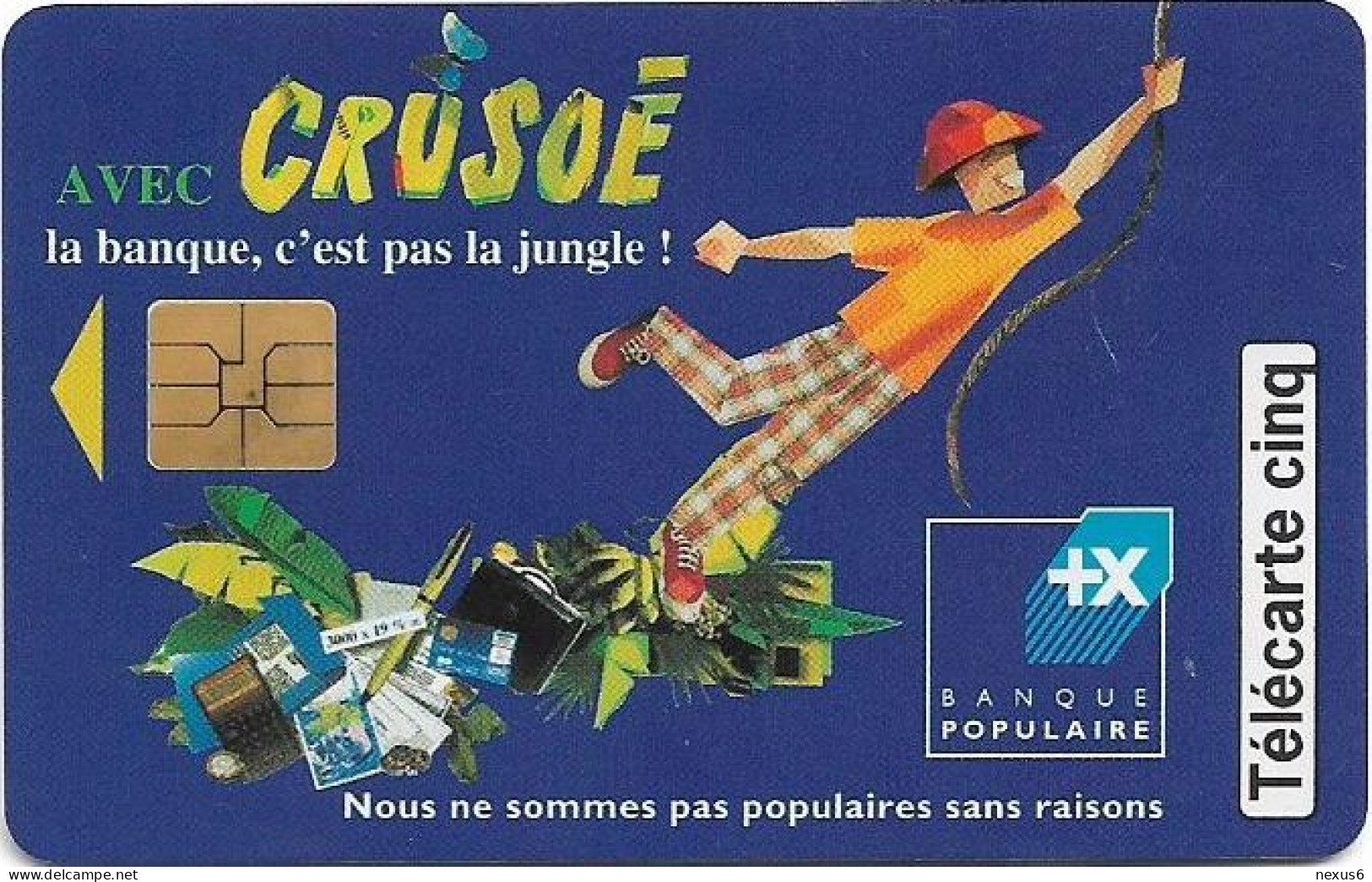 France - Les Cinq Unites - Crusoe - Banque Populaire - Gn271 - 10.1996, 5Units, 18.500ex, Used - 5 Eenheden