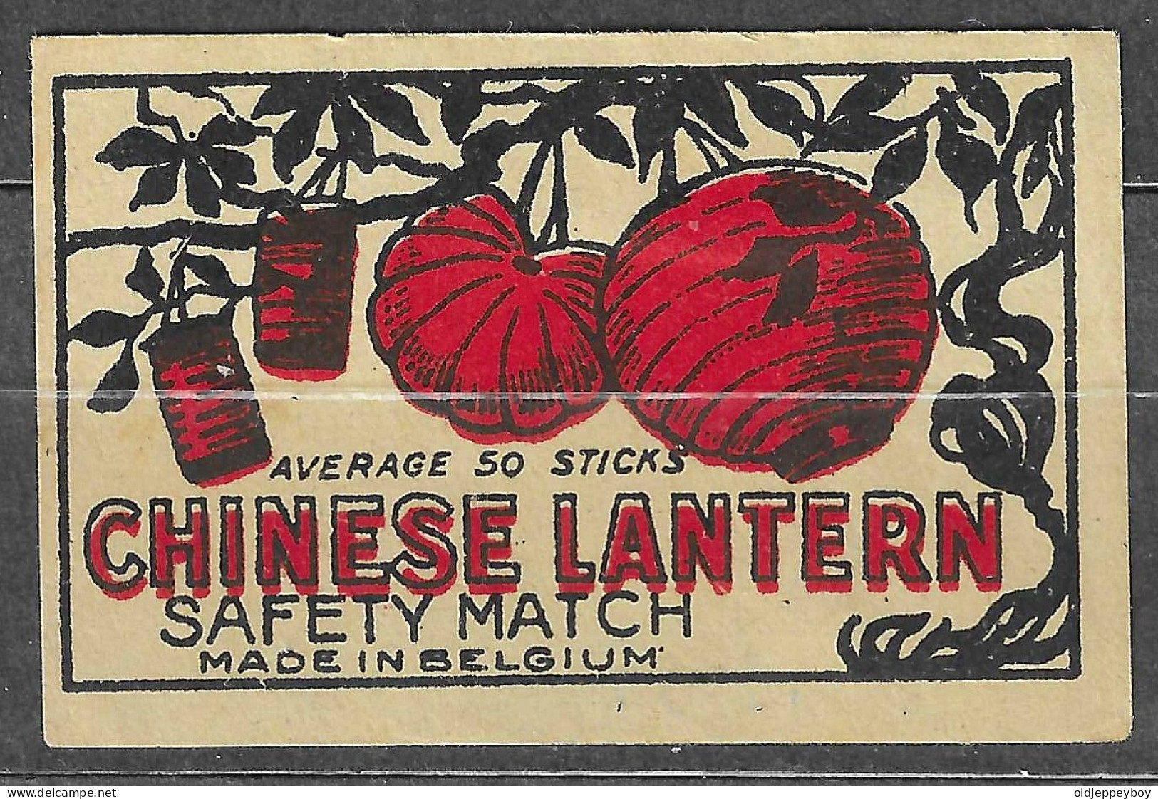 MADE IN BELGIUM  MATCHBOX LABEL  CHINESE LANTERN   5.5  X 3.5 CM  RARE - Boites D'allumettes - Etiquettes