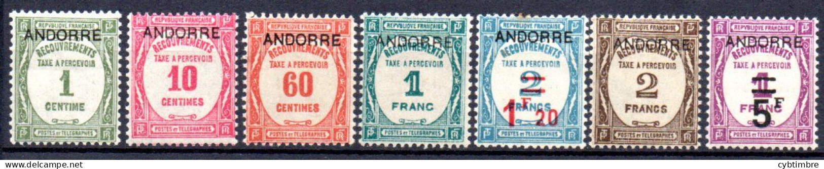 Andorre: Yvert N° Taxe 9/15*; Le 13 Petit Point De Rousseur - Unused Stamps