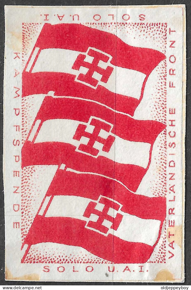  AUSTRIA EXTRA RARE  MATCHBOX LABEL  FARTHERLAND FRONT RIGHT WING VATERLANDISCHE FRONT  KAMPFSPENDE   5,5  X 3.5 CM   - Scatole Di Fiammiferi - Etichette