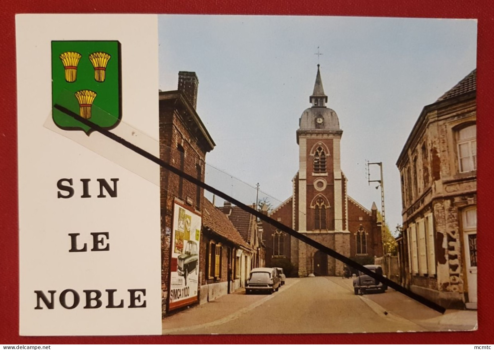 CPM  - Sin Le Noble -(Nord) - L'église St Martin ( Auto, Voiture Ancienne : Citroën DS -  Traction ) - Sin Le Noble