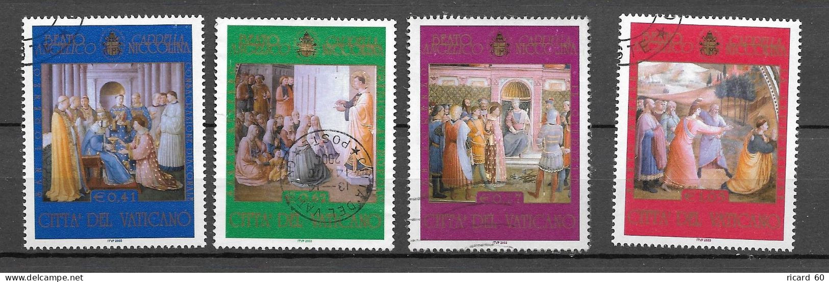 Timbres Oblitérés Du Vatican 2003, N°1309-1312 YT, Peintures De La Chapelle Nicoline - Oblitérés