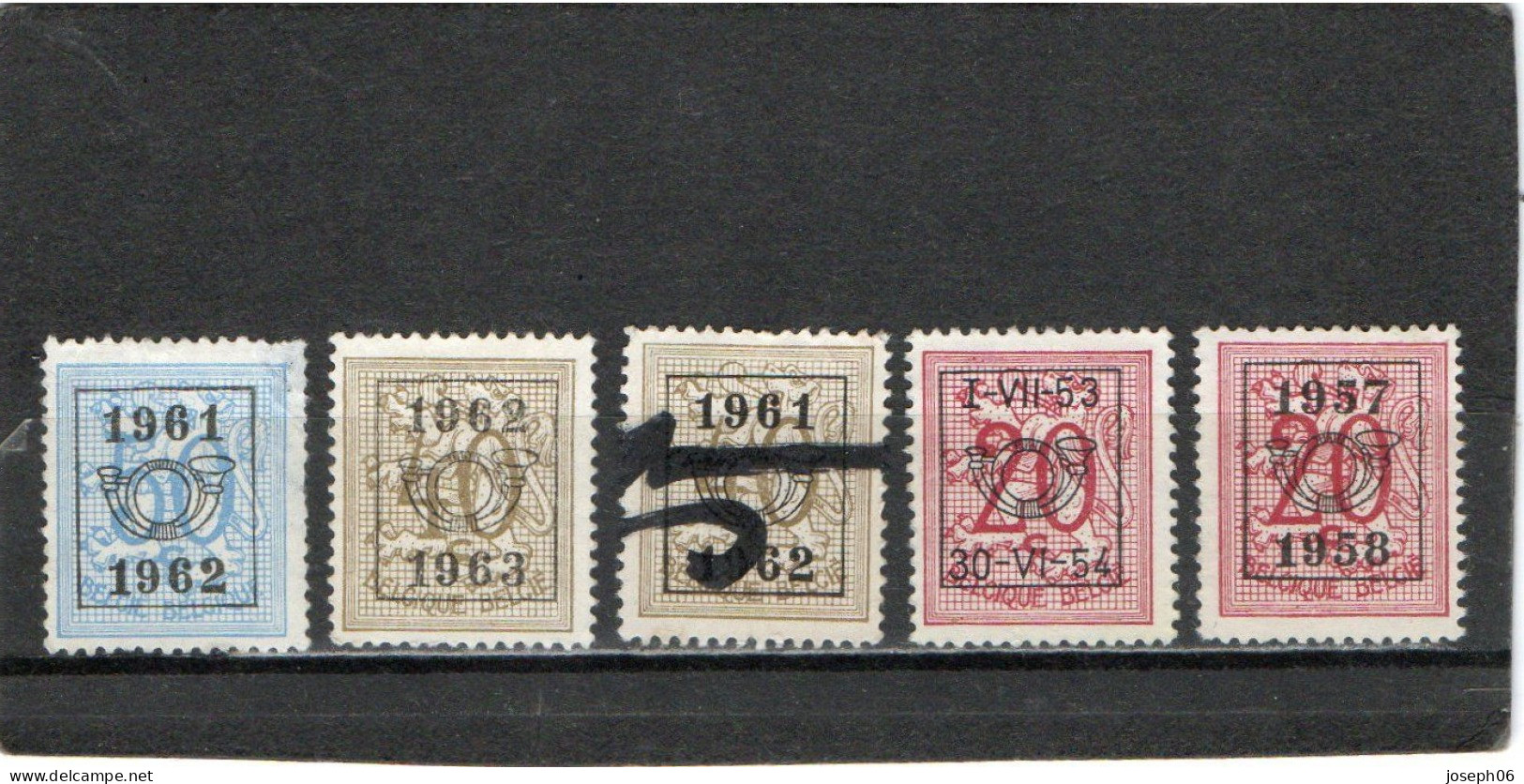 BELGIQUE    1961 - 62  Préoblitéré  Y.T. N°  -  Oblitéré - Sobreimpresos 1951-80 (Chifras Sobre El Leon)