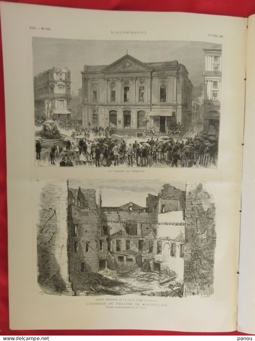 L'ILLUSTRATION 1990 - 16 AVRIL 1881 TUNIS TUNISIE TUNISIA SOUKARRAS CHIO CHIOS GRECE GREECE INCENDIE THEATRE MONTPELLIER - 1850 - 1899