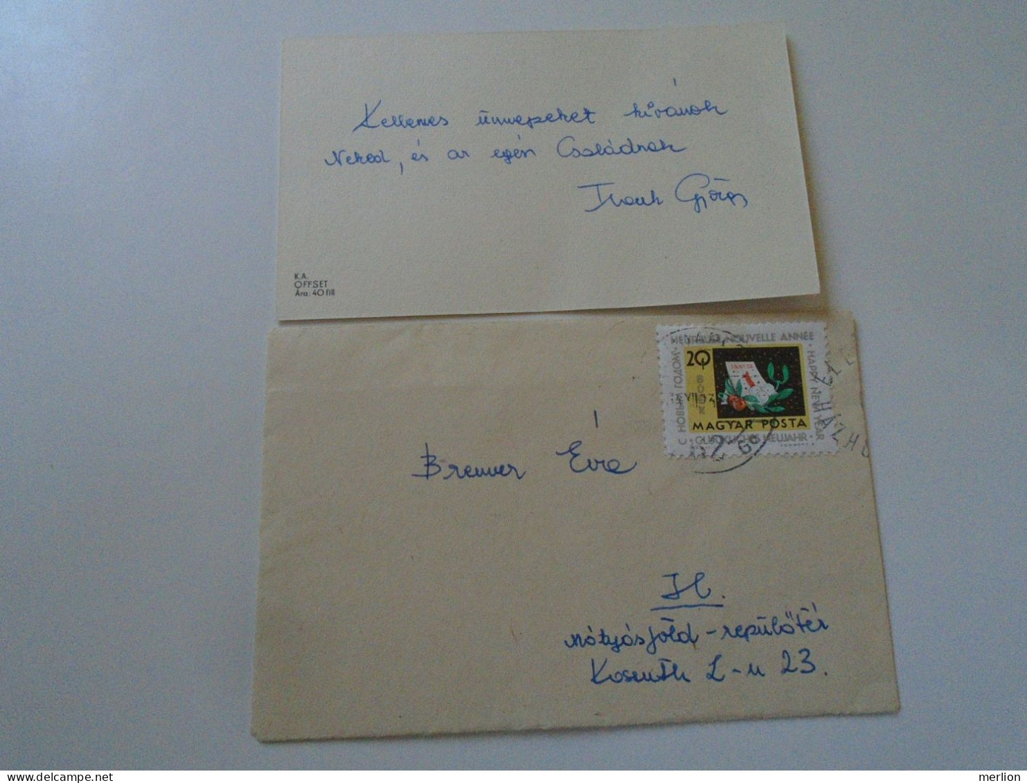 D197928 Hungary Small Cover With Greeting Card Ski - Frank György 1963  Sent To Hungary  Brenner Éva - Briefe U. Dokumente