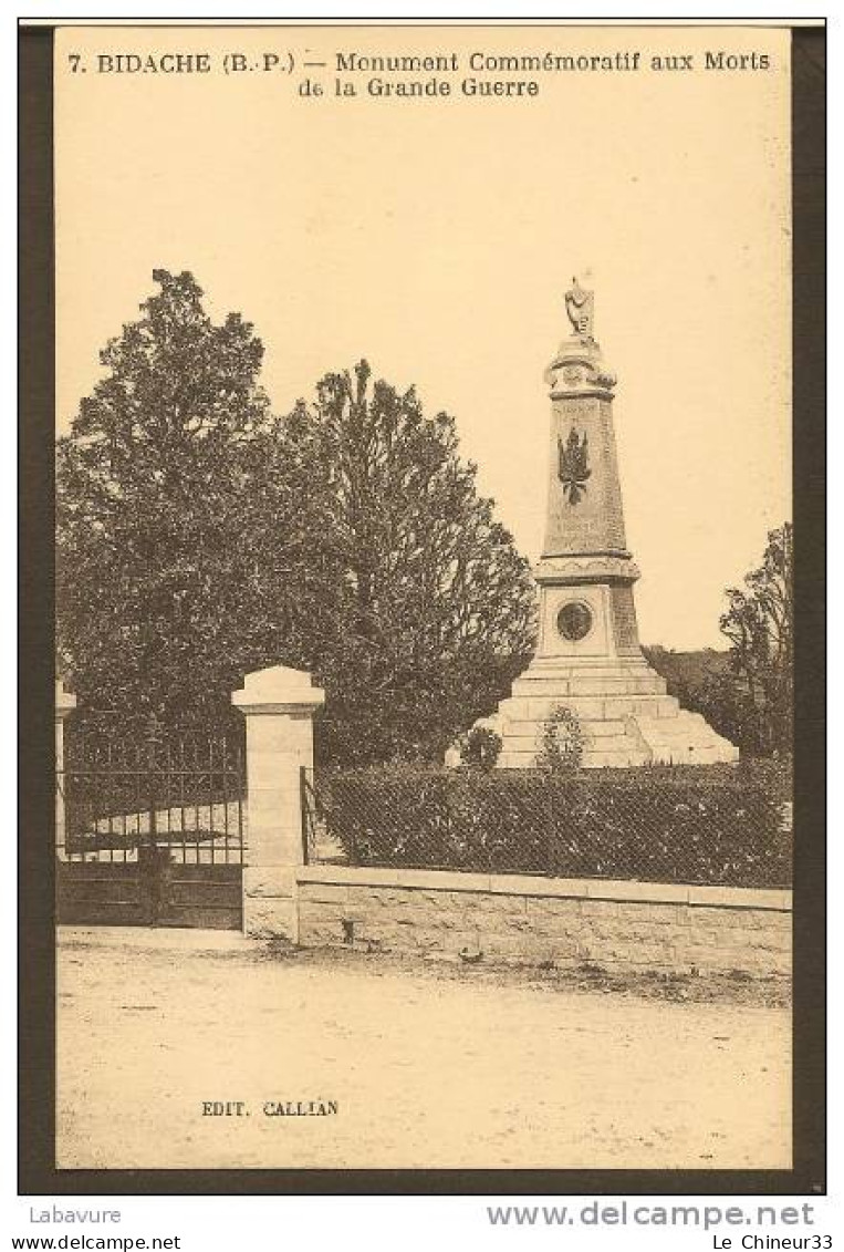 BIDACHE---Monument Commemoratif Aux Morts De La Grande Guerre - Bidache