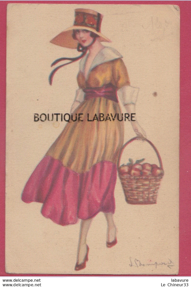 ILLUSTRATEUR----BOMPART---Femme Avec Panier De Pomme - Bompard, S.